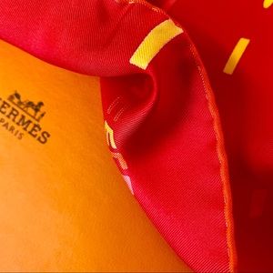 Hermes ‘Pluie D’etincelles’ Strawberry Silk Scarf